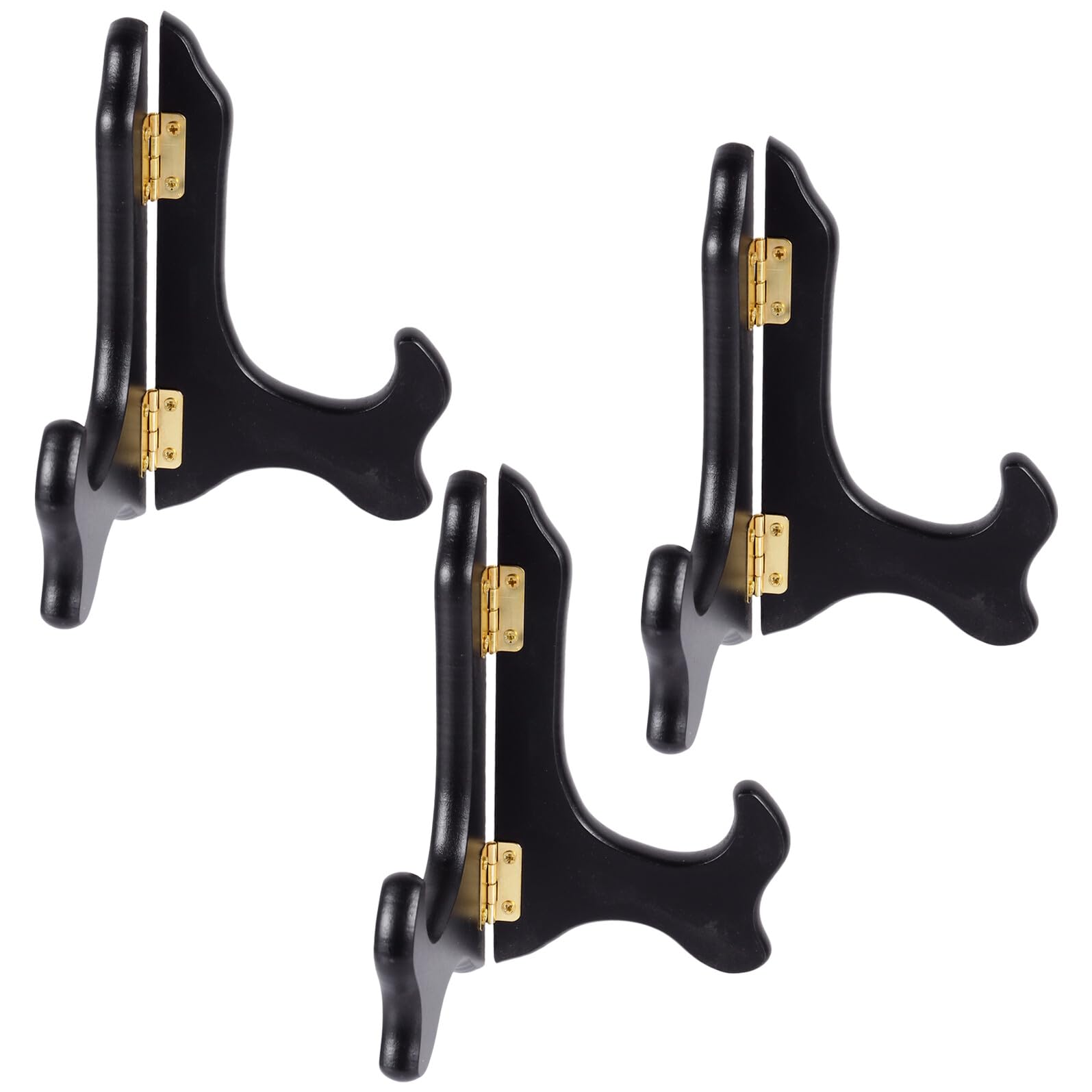 Support pour assiette en bois foncé présentoir vaisselle robuste déco