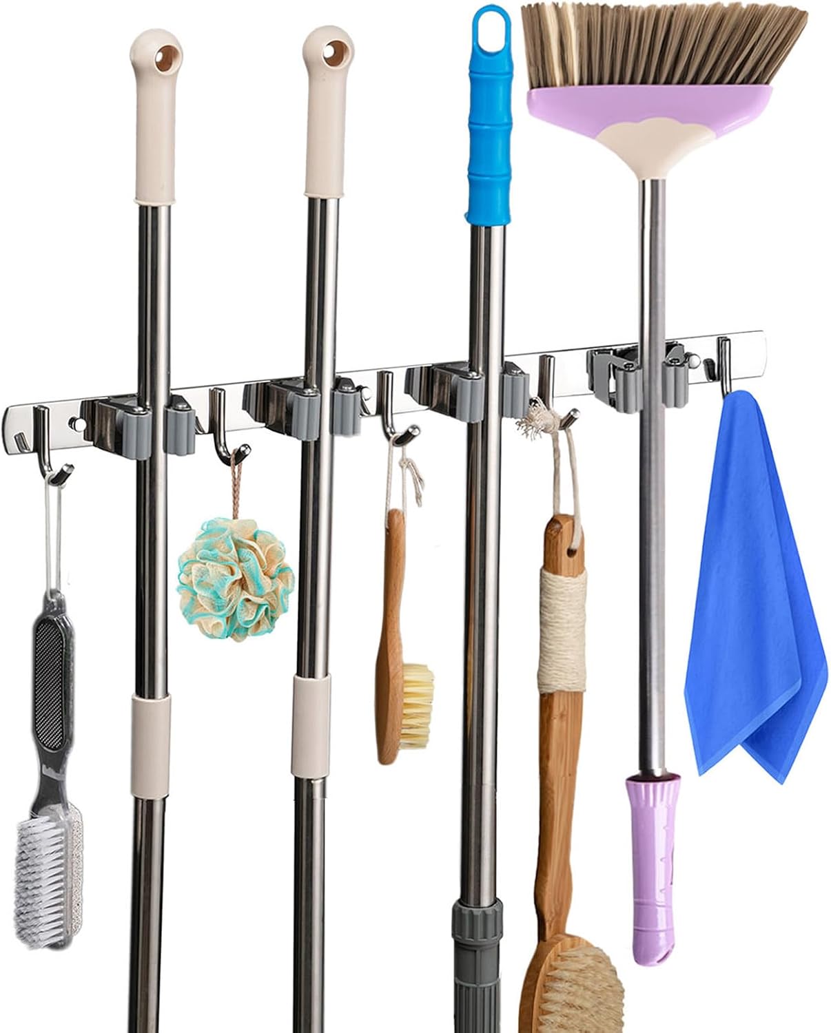 junyuan Broom and Mop Holder Wall Mount, Broom Organizer