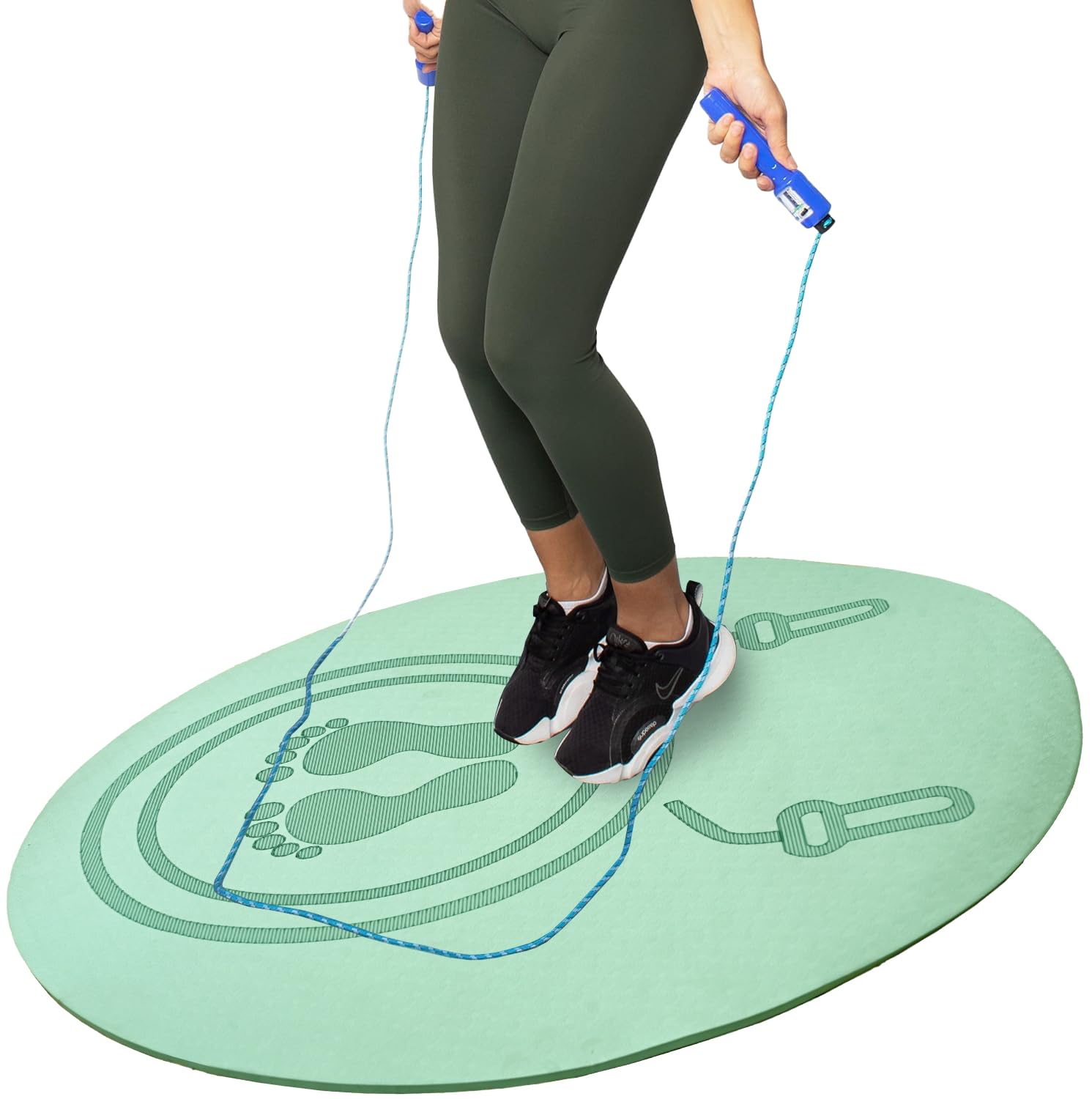 See full amazon price history chart for Cortina 52"x32" Non-Slip Jump Rope Mat Indoor Outdoor, Thick Workout Mat, Shock Absorbing Jumprope Mat For Crossrope, Exercise Mat, Durable Jump Rope Pad, Oval Exercise Mat Thick with Design, Green Cortina 52"x32" Non-Slip Jump Rope Mat Indoor Outdoor, Thick Workout Mat, Shock Absorbing Jumprope Mat For Crossrope, Exercise Mat, Durable Jump Rope Pad, Oval Exercise Mat Thick with Design, Green (B0CTTPWG6Q) Amazon Price History, Amazon Price Tracker