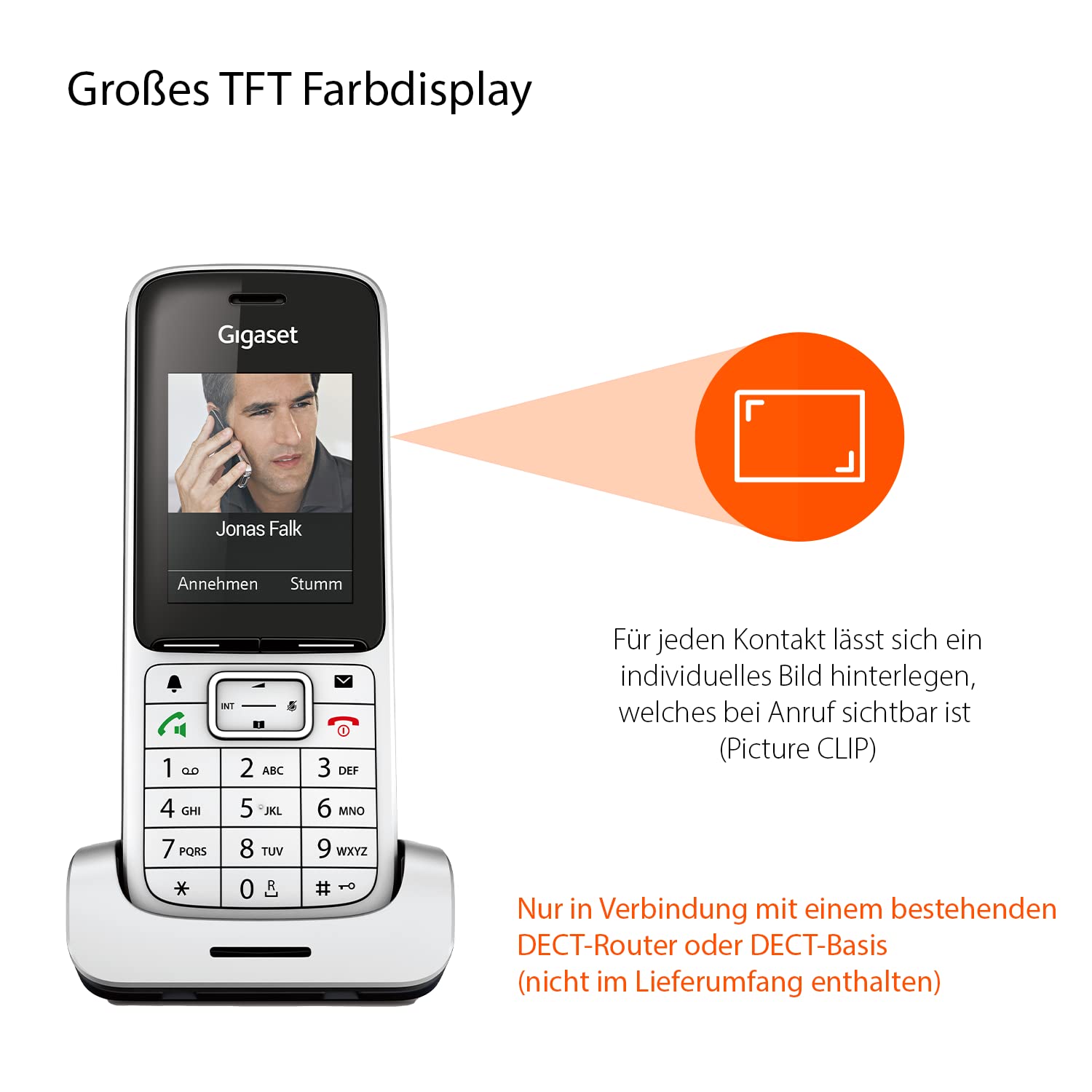 Gigaset SL450HX - DECT-Mobilteil mit Ladeschale - hochwertiges Schnurloses Telefon für Router und DECT-Basis - Bluetooth 2,0 - brillantes Farbdisplay - großes Adressbuch - EU-Version, silber