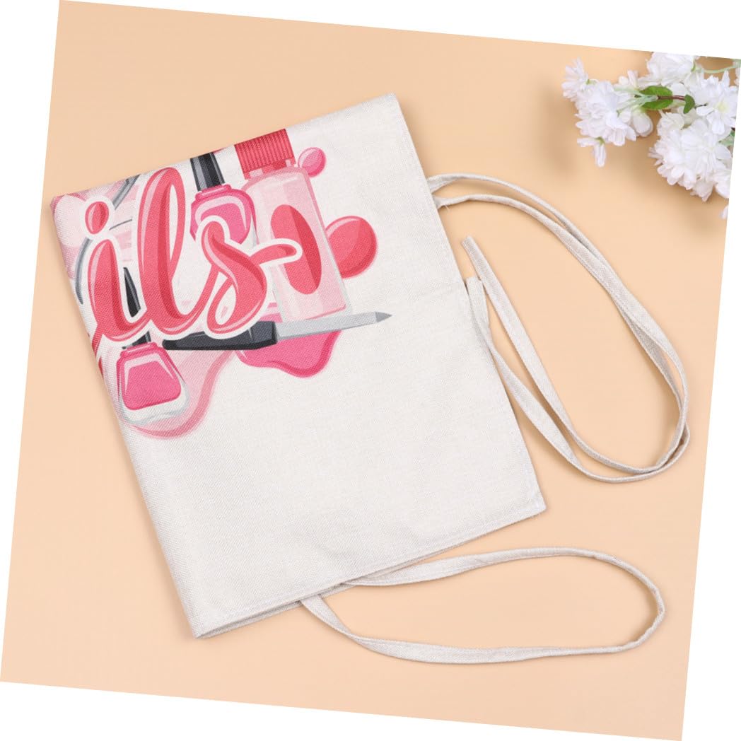 VANZACK Delantal Presa de Algodón y Lino Reutilizable y Anti-manchas Estampado de Esmalte de Uñas Adecuado para Cocina y Comedor en Casa
