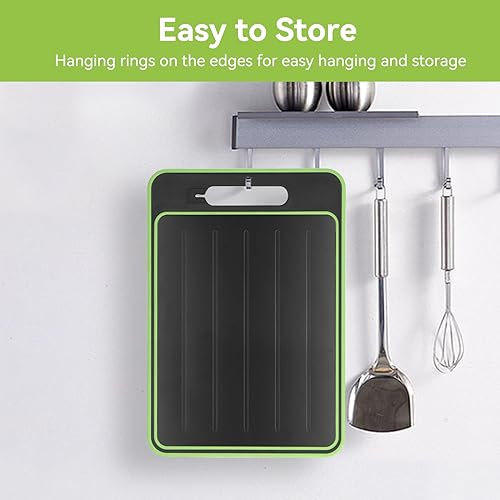 Vista 4 de Bandeja de descongelación 2 en 1, tabla de cortar de descongelación con afilador de cuchillos, bandeja de descongelación para carne congelada, tabla