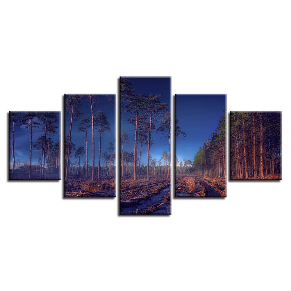 KGKBH 5 pictures Canvas Pictures Modular Art Printed 5 Piece Forest Natural Landscape Painting Home Living Room Wall Decor Artwork