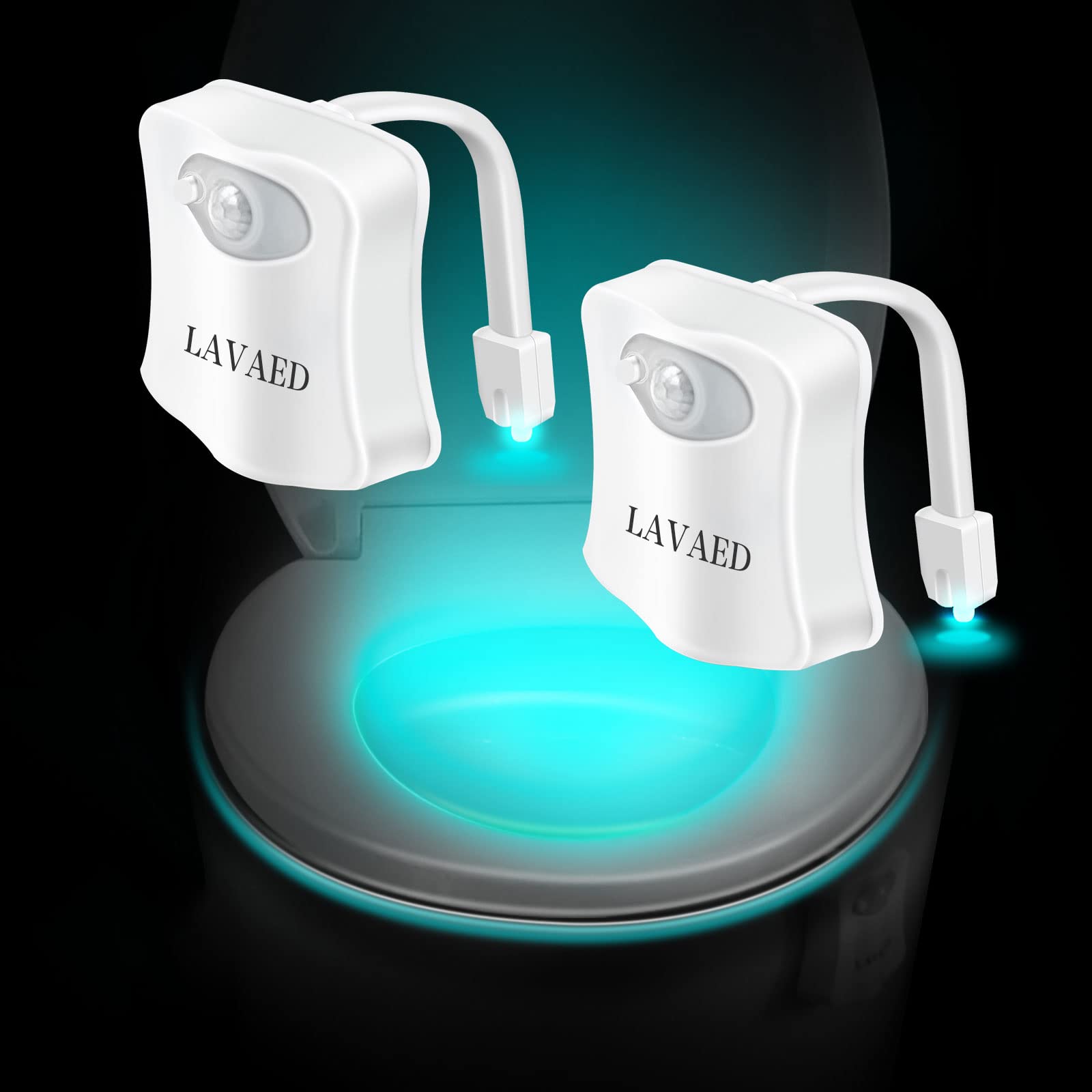 Toilet Night Lights 32 Color Changing,LAVAED Motion Sensor Activated LED Nightlight Toilet Bowl Illuminate Light Bathroom Decor,Gadgets,Fun Gifts Ideas(32color,2pack)