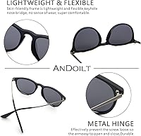 Vista 4 de ANDOILT Lentes de sol polarizados vintage para mujeres y hombres, protección UV, lentes de espejo redondos retro
