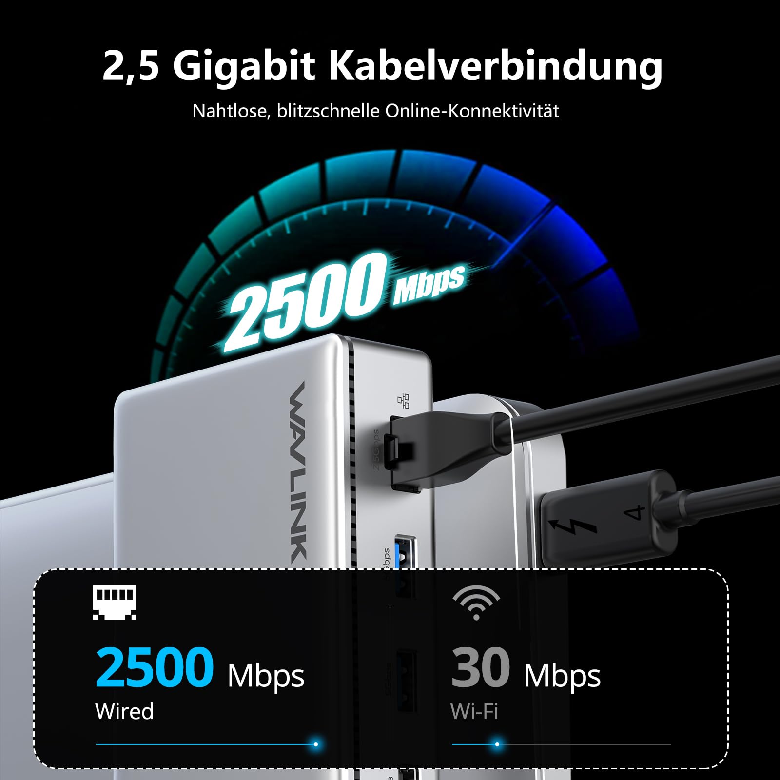 WAVLINK Thunderbolt 4 stacja dokująca, 96 W PD, Single 8K/Triple 4K monitor stacja dokująca z 2 portami Thunderbolt, 2 x HDMI, 2 x USB-A 3.1, 2 x USB-A 3.0, USB-C, Ethernet, SD/MicroSD, Audio/Mic