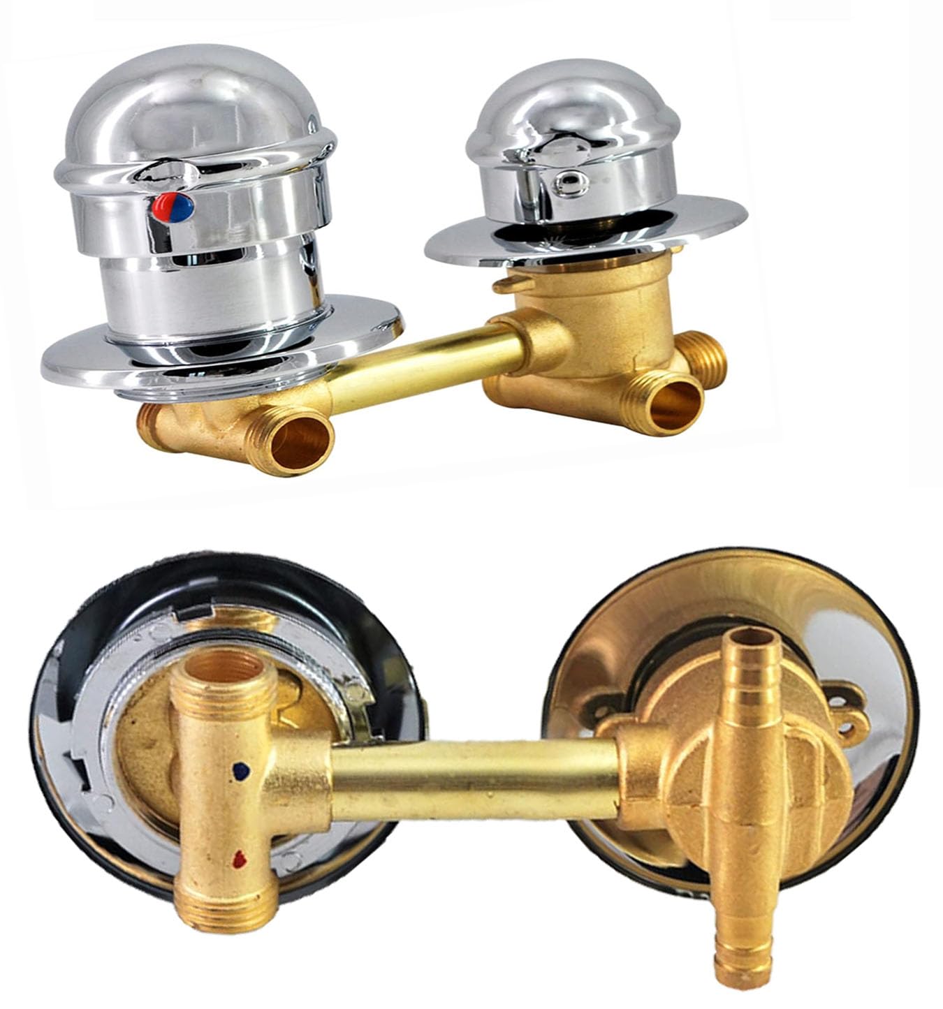 2/3/4/5 Way Mixer Shower Faucet,Solid Brass Shower Diverter Valve,Cold & Hot Water Diverter Round Shaped Knob Handle,Bathtub Tap for Shower Cabin or Steam Room (12.5cm,Intubation 2 Way)