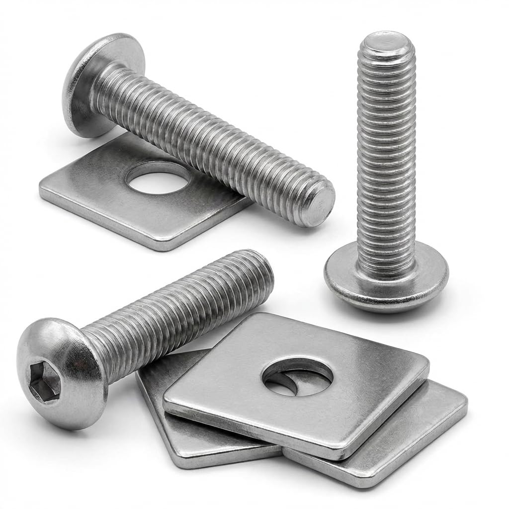 25 tornillos y placas de sujeción para valla de doble varilla de fijación de acero inoxidable A2 I Tornillo de construcción de vallas, inoxidable, acero inoxidable