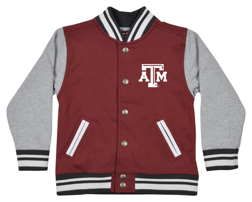 NCAA Texas A&M Aggies Children Unisex Toddler Letterman Jacket, 3 Toddler, Maroon/Oxford