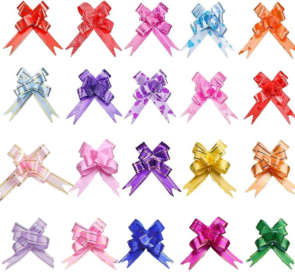 Musolaree 200 x Multifunctional Ribbon Bows for Pull Bouquets of Flowers DIY Decoration for Christmas, New Year, Party, Birthday, Wedding (20 Colours)