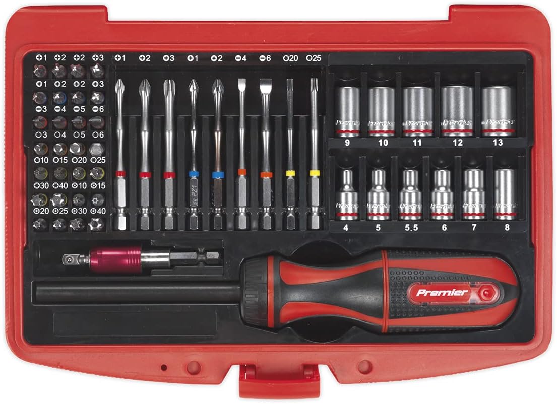 Sealey AK64903 Fine Tooth Ratchet Screwdriver and Accessory Set, 51 Pieces