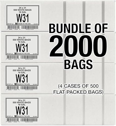 Miniatura 8 de Aluf Plastics Bolsas de basura blancas de 4 galones de 0.5 mil, 17 x 18 pulgadas, paquete de 200 unidades, para el hogar, la cocina, el baño y la