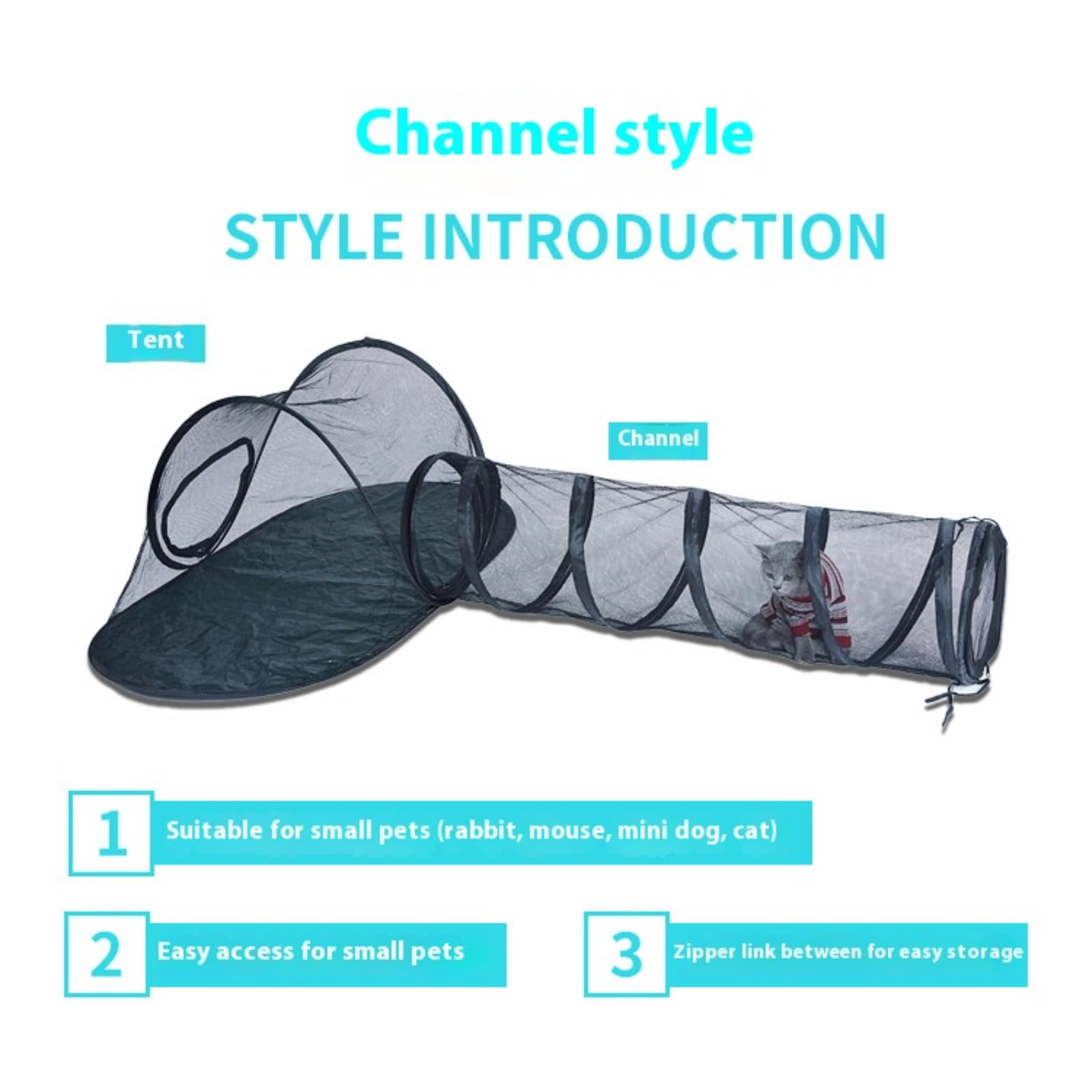 Tent de Chat,Pliable Chaton de Chat en Boîtier de Compagnie Tente de Chat Tunnel de Chat Extérieur Tente de Jeu d'intérieur Respirant Tente d'exercice Portable avec Sac de Transport