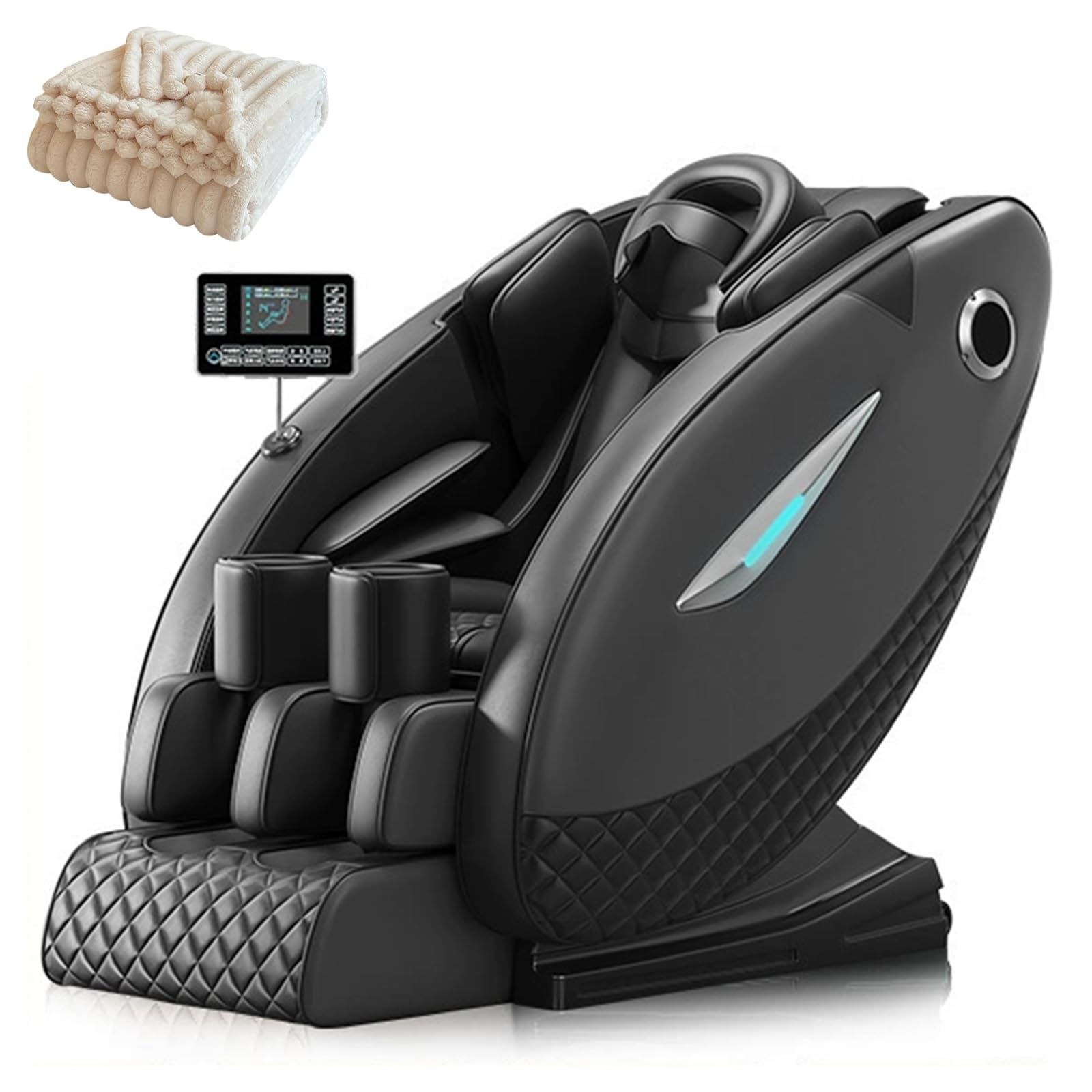 Sillón de Masaje, con Bluetooth y Calefacción Estiramiento Tailandés Masaje Shiatsu de Cuerpo Entero Sillón Reclinable(Noir)
