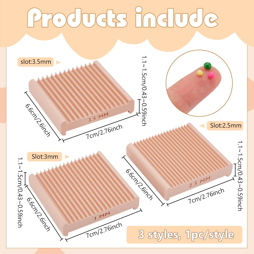 BENECREAT 3 Stück Polymer Clay Perlenformer Set in 3 Größen, Plastik Perlenformer mit 2.5mm 3mm 3.5mm Schlitz, Pfirsichfarbenes Tonkugel Rollwerkzeug für Schmuckherstellung und DIY Tonperlen Formung