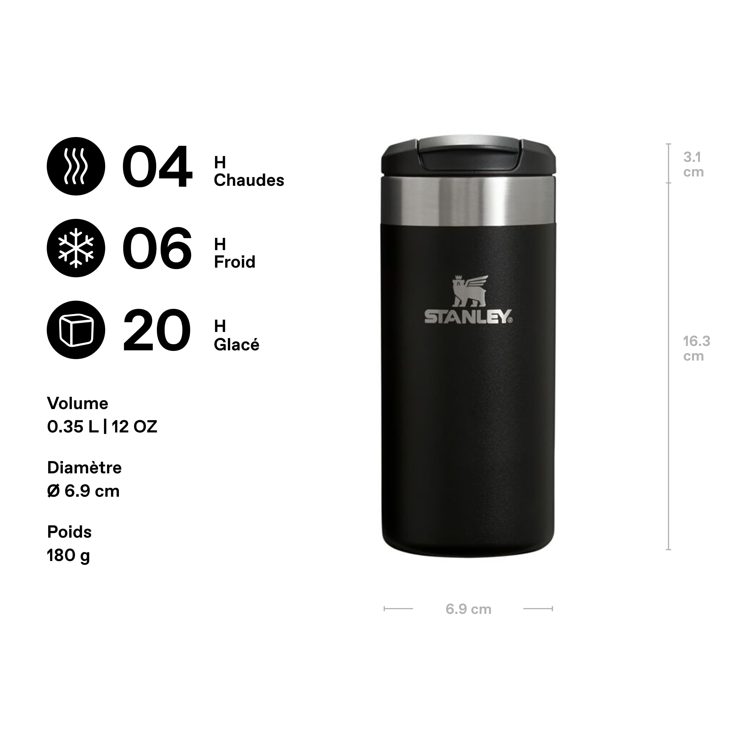 STANLEY 1913 Aerolight Transit Mug Isotherme Café - Chaud & Froid - Couvercle Étanche et Blocable - Thermos - Lavable au Lave-Vaisselle