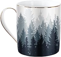 Vista 7 de Taza de cerámica WAVEYU para mujeres, linda taza de café y agua con asa para las fiestas de Navidad, diseño de mármol con asa para el hogar