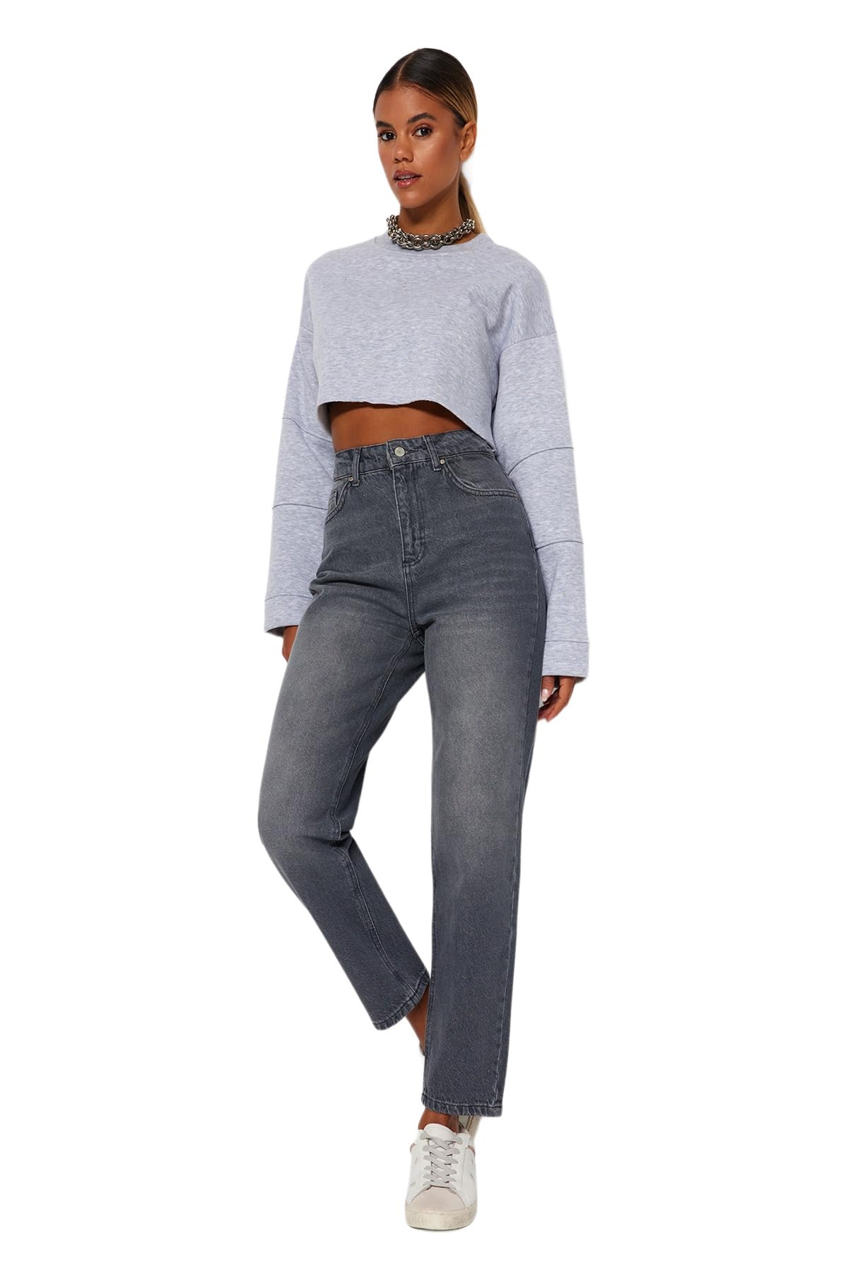 Trendyol Damen Gerade Mama Hohe Taille Jeans – Bild 3