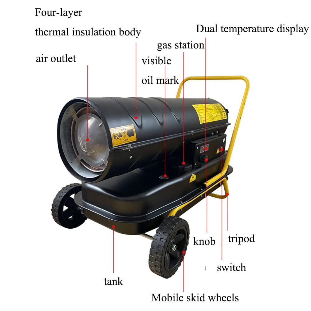 Industrial Diesel Fan Space Heater,Portable Wheeled Kerosene Heater For  Garage Workshop Greenhouse Shed Farm Dual Screen Display Intelligent (50KW)  : Amazon.co.uk: Garden