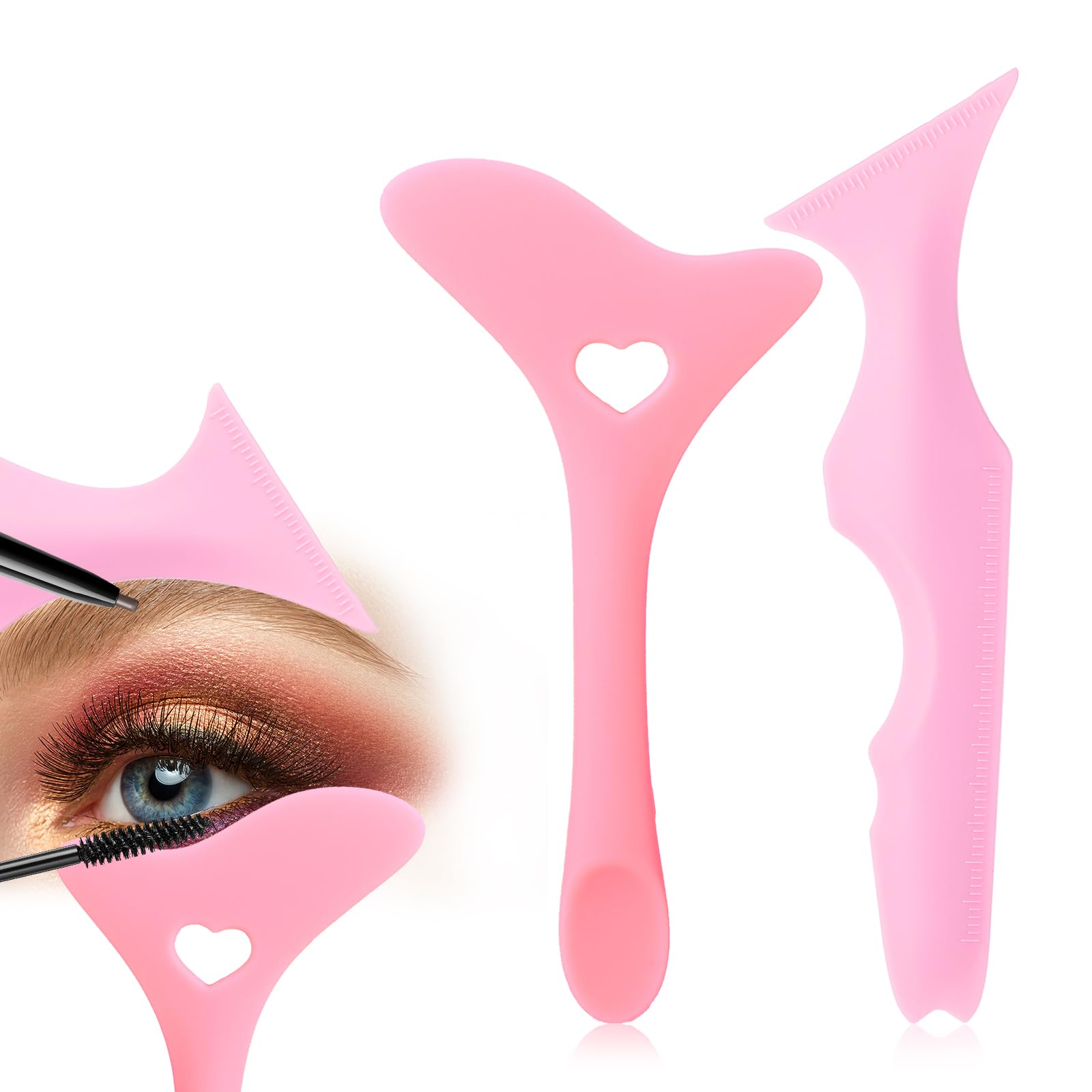 WLLHYF 2 plantillas de delineador de ojos 5 en 1 de silicona con punta alada ayuda para delineador de ojos plantilla para lápiz de cejas máscara escudo delineador de ojos sombra de ojos lápiz labial
