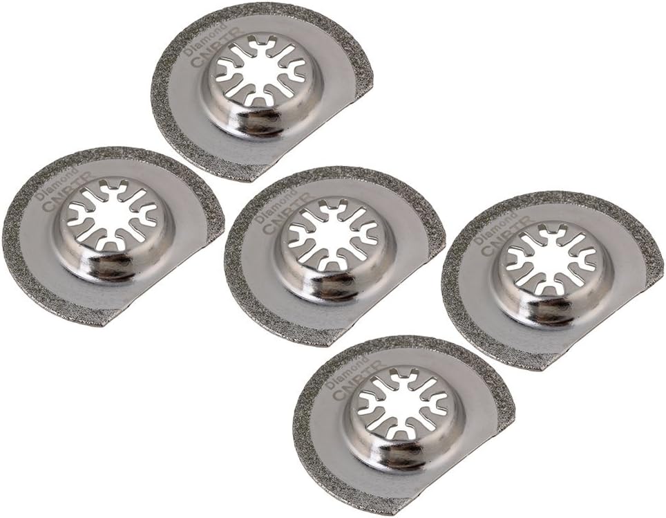 CNBTR Silver Semi-circular Oscillating Diamond Grit Saw Blades 63mm Multifunction Tools Set of 5