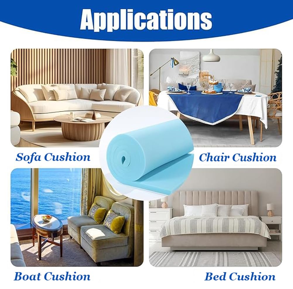 High De UpholsteFoam - Cuscino imbottito in schiuma, spessore 10 cm, per sedie da pranzo, sedie a rotelle, divani, dimensioni cumizzabili (65 x 65 cm), ricambio ideale per t