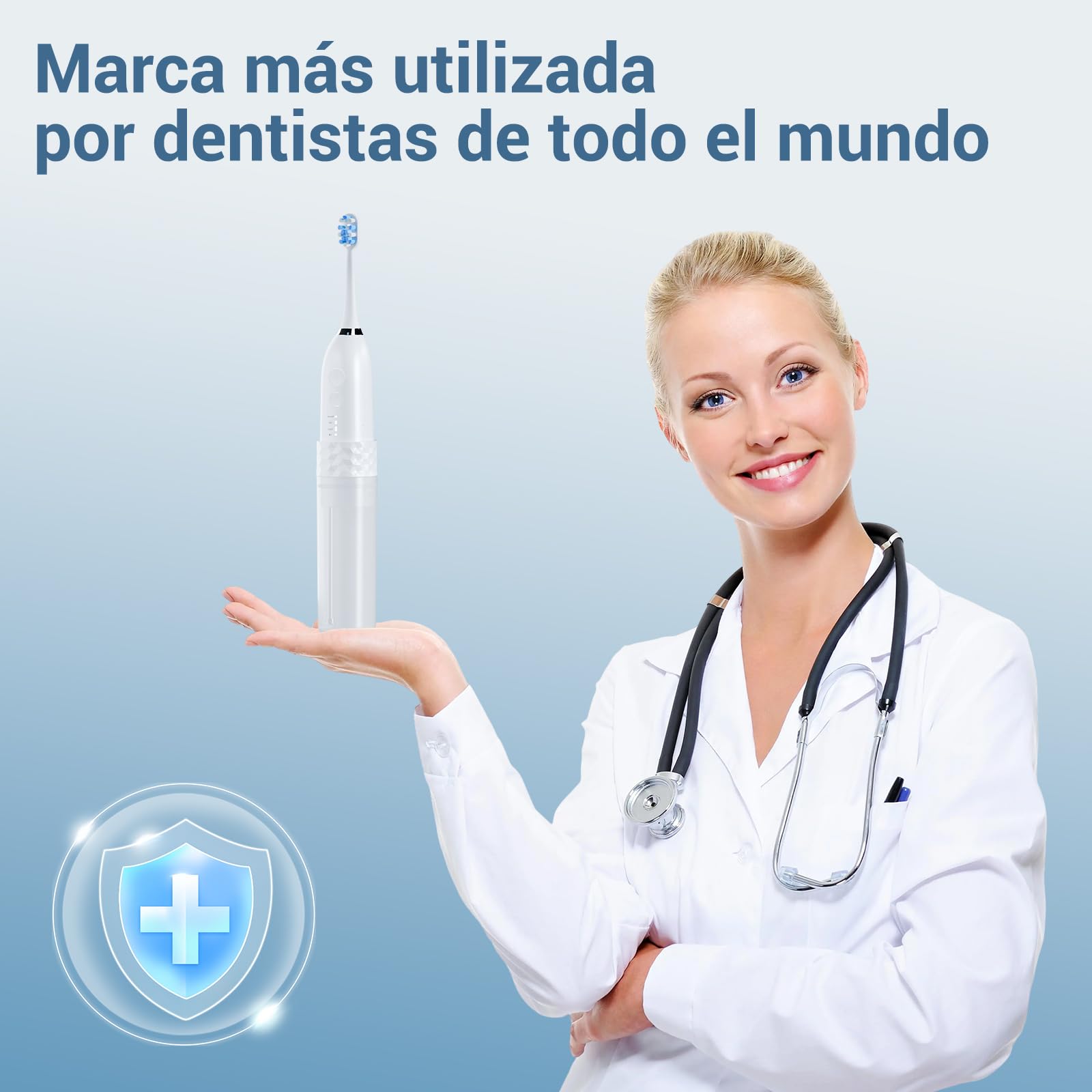 Marchpower Cepillo de Dientes Eléctrico con Irrigador, 2 En 1 Irrigador Dental Portatil con 10 Modos 3 Cepillos Dupont, IPX7 Impermeable 110ML USB-C Recargable, Para el Hogar y los Viajes(Blanco)