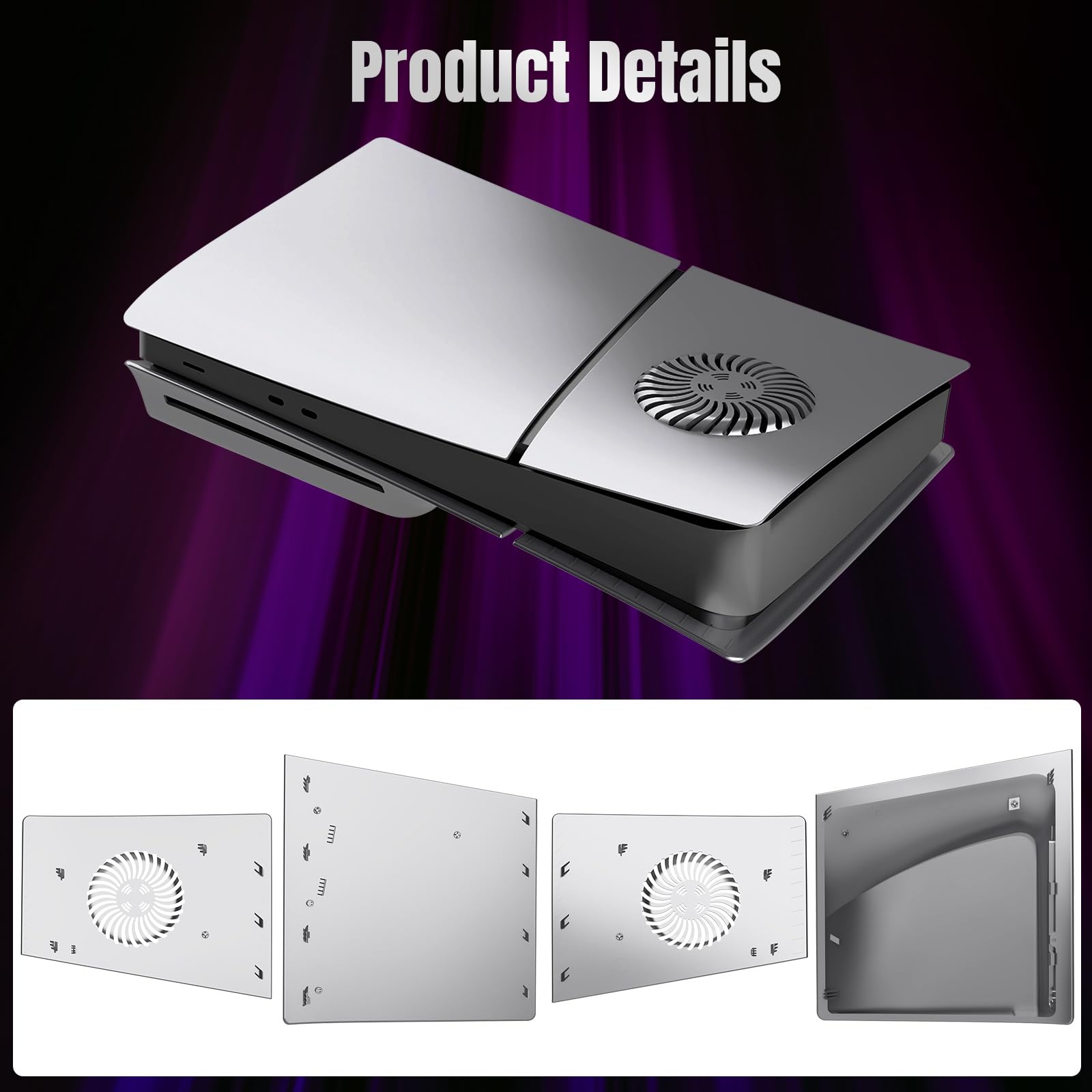 Piastra di copertura Slim Disc Edition con prese d'aria di raffreddamento per console PS5 Slim, pannelli di copertura per Playstation 5, accessori sottili, mascherina protettiva di ricambio (argento)