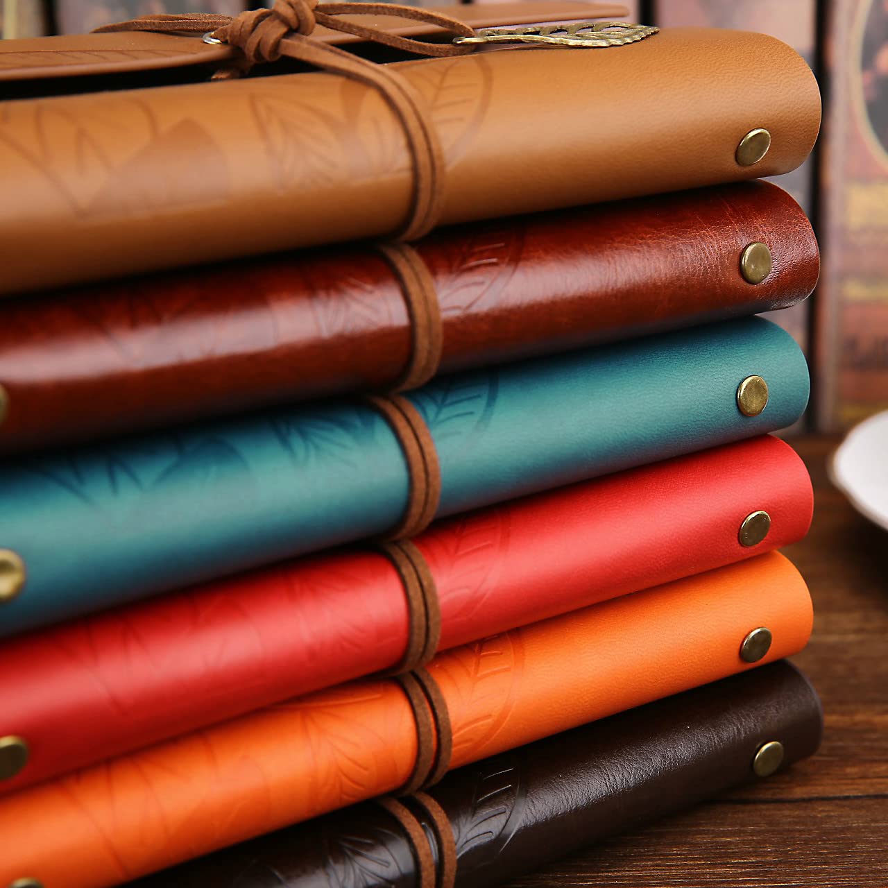 NectaRoy Retro Vintage yapraklı not defteri, klasik PU deri kapak, seyahat defteri, travel journal, günlük, seyahat günlüğü, doldurulabilir eskiz defteri, Sketchbook, 105 x 145 mm