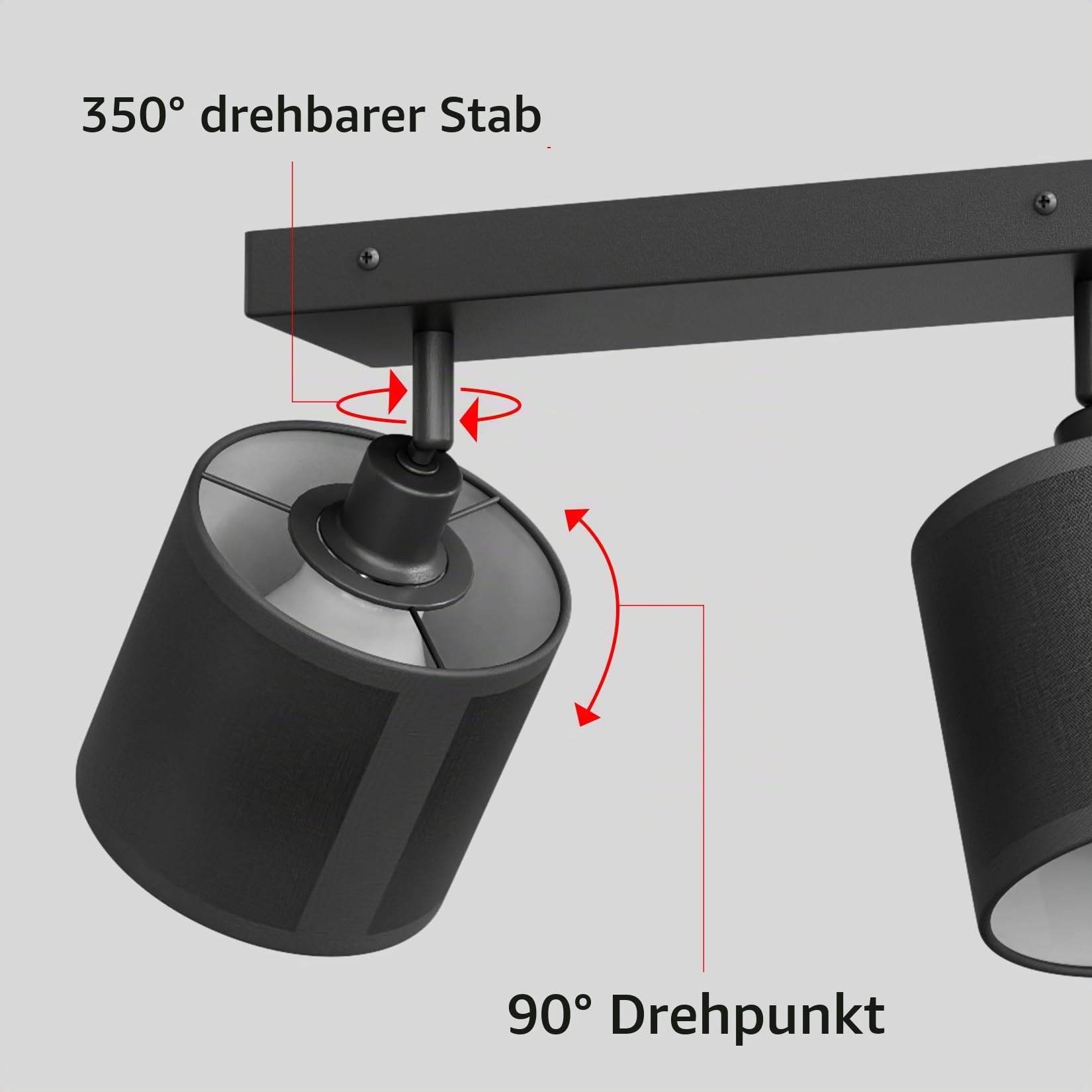 K-Bright Deckenstrahler 3 Flammig Schwarz, E14 Deckenleuchte Strahler Schwenkbar, Spotleuchte Drehbar Deckenspots für Küche, Schlafzimmer, Wohnzimmer, Flur, Länge: 52 cm, Ohne Leuchtmittel