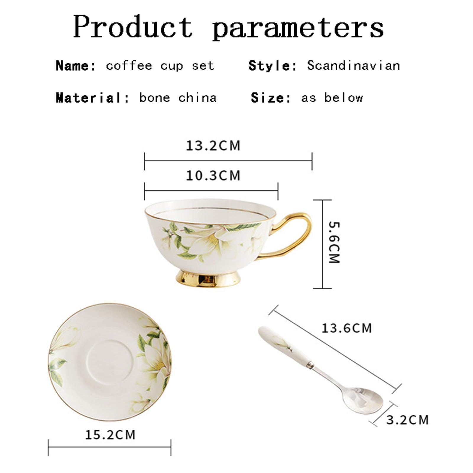 Brytyjski porcelanowy zestaw do herbaty w stylu vintage, kwiatowy ceramiczny zestaw do kawy, filiżanki i spodek dla 6 osób, retro filiżanki do kawy ze spodkiem i łyżeczką do kawy, na