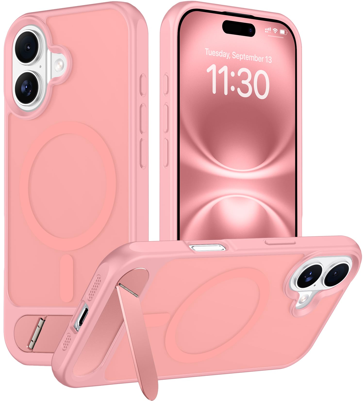 Temdan Magnetic Compatible with iPhone 16 Plus Case, [Built-in Invisible Kickstand][Compatible with MagSafe][Military Grade Shockproof] Slim Translucent Matte Phone Case for iPhone 16 Plus 6.7"