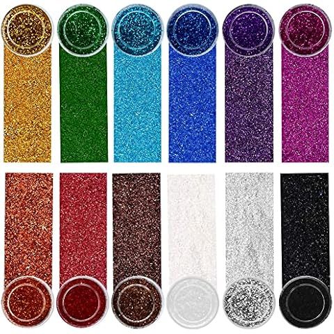 Extra Fine Glitter for Crafting NOCHME 12 Pots Nail Glitter Dust for Gel Polish Acrylic Body Glitter for Festival Face Makeup, Hair, Nail Art, Card Making, Scrapbooking, Christmas Party Decoration Cover