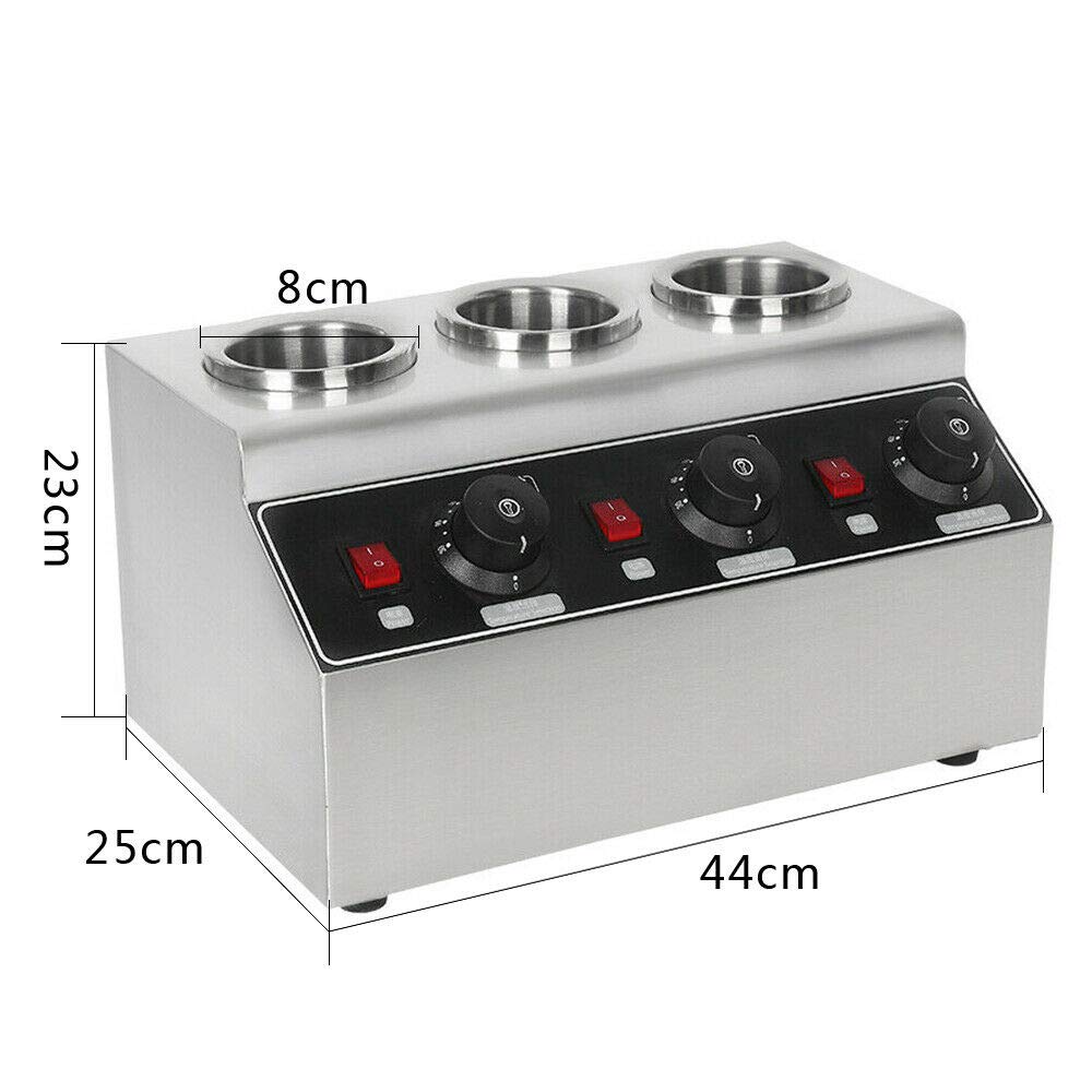 SHZICMY Dispensador de bomba de acero inoxidable, calentador de salsa y queso, eléctrico comercial, calentador de salsa con 3 cabezales