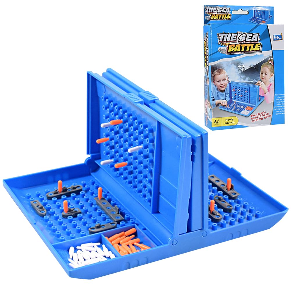 BCTHLBF Sea Battle Ship Board Game,THE SEA BATTLE,Battleships Family Board Games,2 Player Strategy Board Game,Fun Interactive Kids Game,for the Whole Family Toy