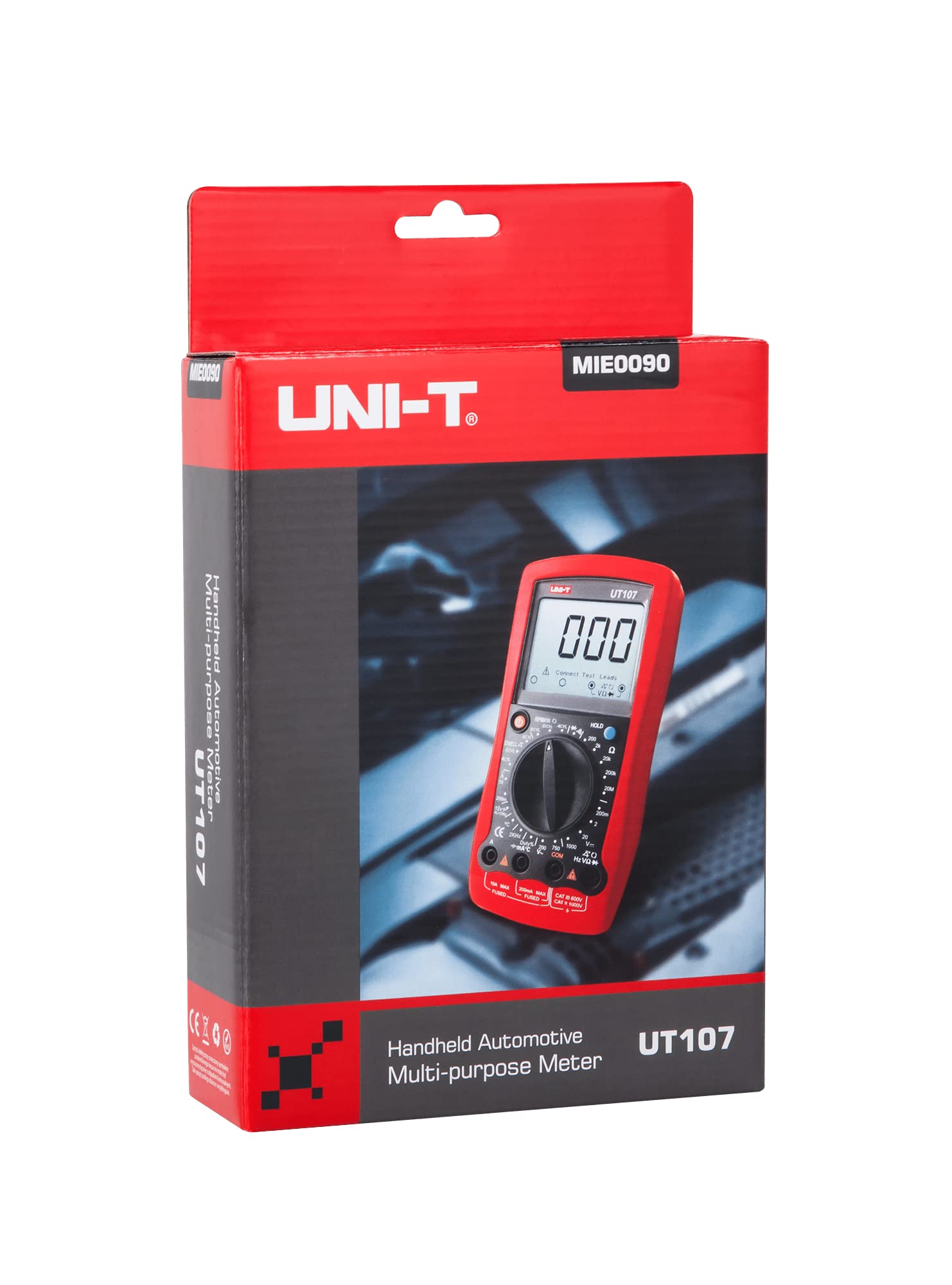 UNI-T mie0090/ut107 multimetro digitale, misurazione corrente, tensione ac/dc, temperatura, resistenza, continuità, Test diodi, battteri Attenzione, data hold.