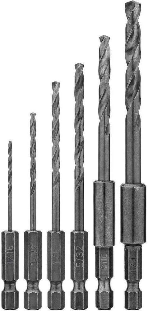 DEWALT DW2551 6 Piece 1/16-Inch to 1/4-Inch Hex Shank Twist Drill Assortment