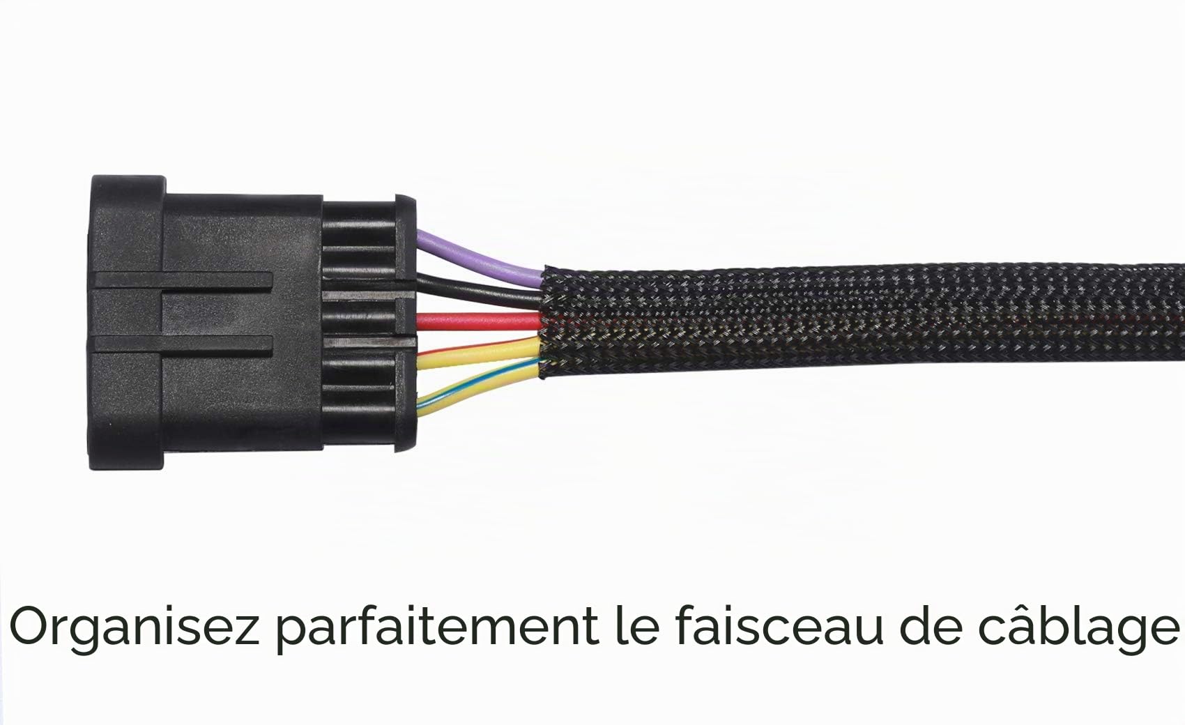 Alex Tech 30mm-7.5m Gaine Câble Tressée Extensible Manchon de Câble Cache Fil Rangement Câble Protege Câble pour Câbles Automobiles Fils - Noir