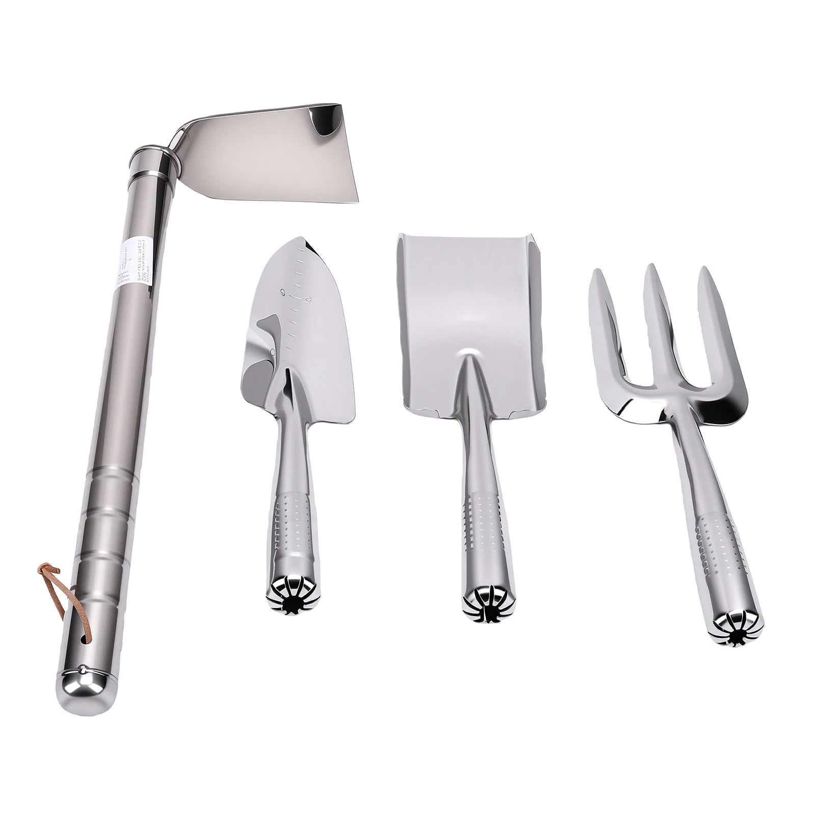 FTVOGUE Compact Stainless Steel Garden Tools for Weeding, Set of 3 | Design ergonomico, Leggero e portatile, Ideale per coltivare, Durevole e resistente alla corrosione, Progettato per gli