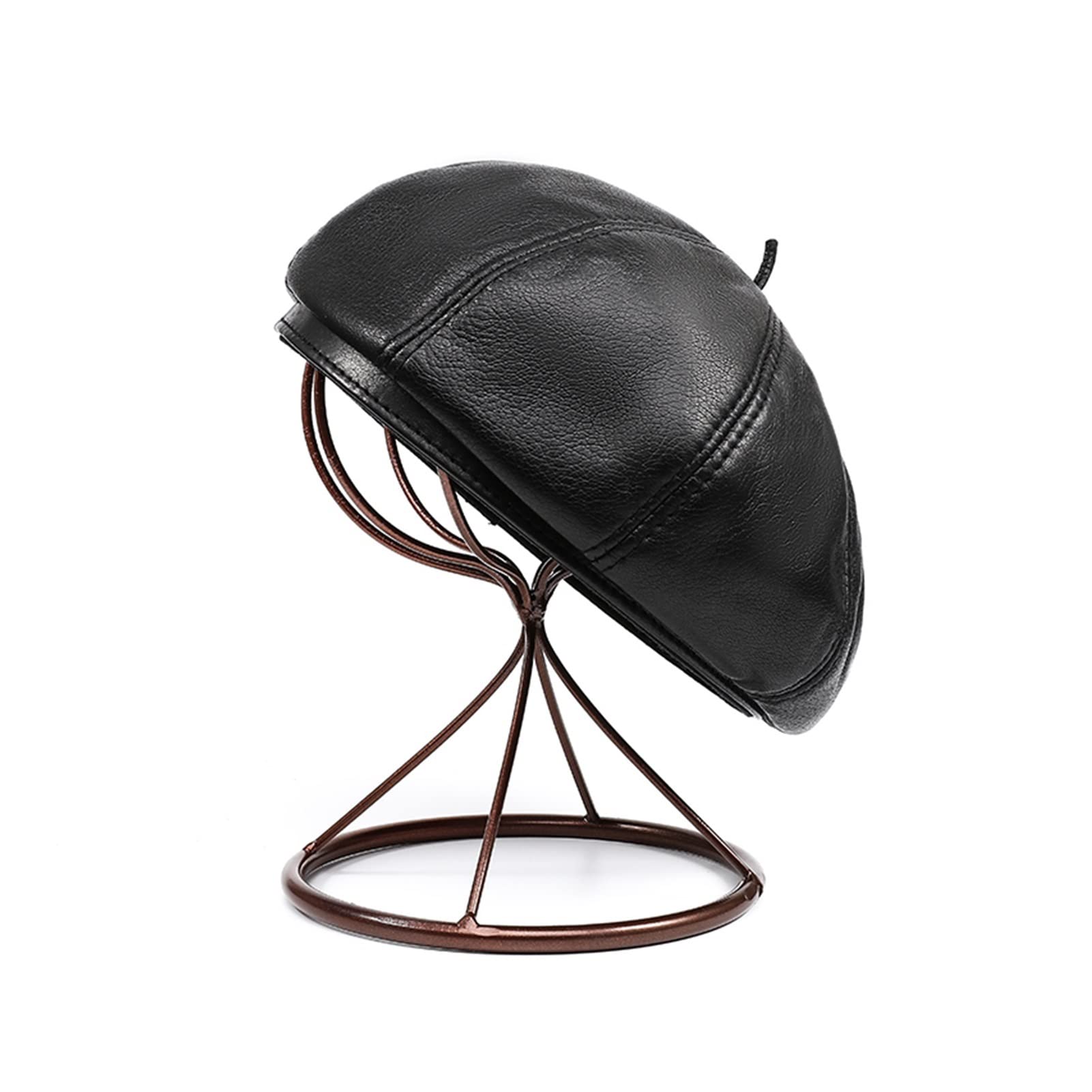 Pudi Kobiety Prawdziwej Skóry Beret Czapka Kapelusz 2021 Brand New Men Real Owce Skórzane Newsboy Berets Caps Hols HL931