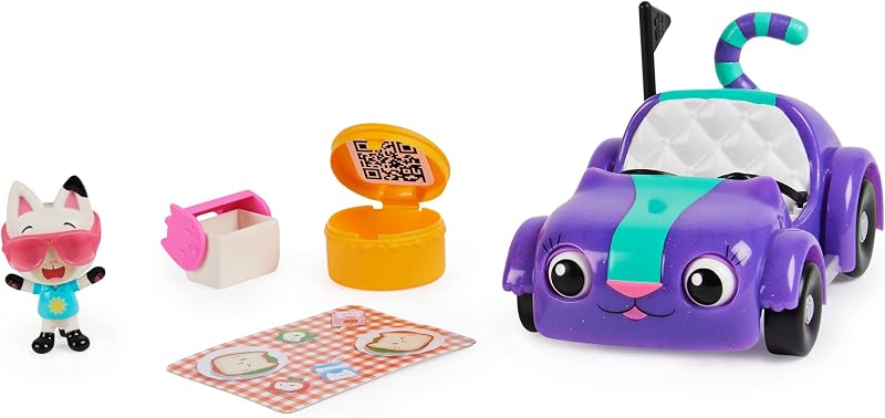 Casa de muñecas de Gabby, auto de Carlita con personaje Pandi Panda y accesorios, juguetes para mayores de 3 años