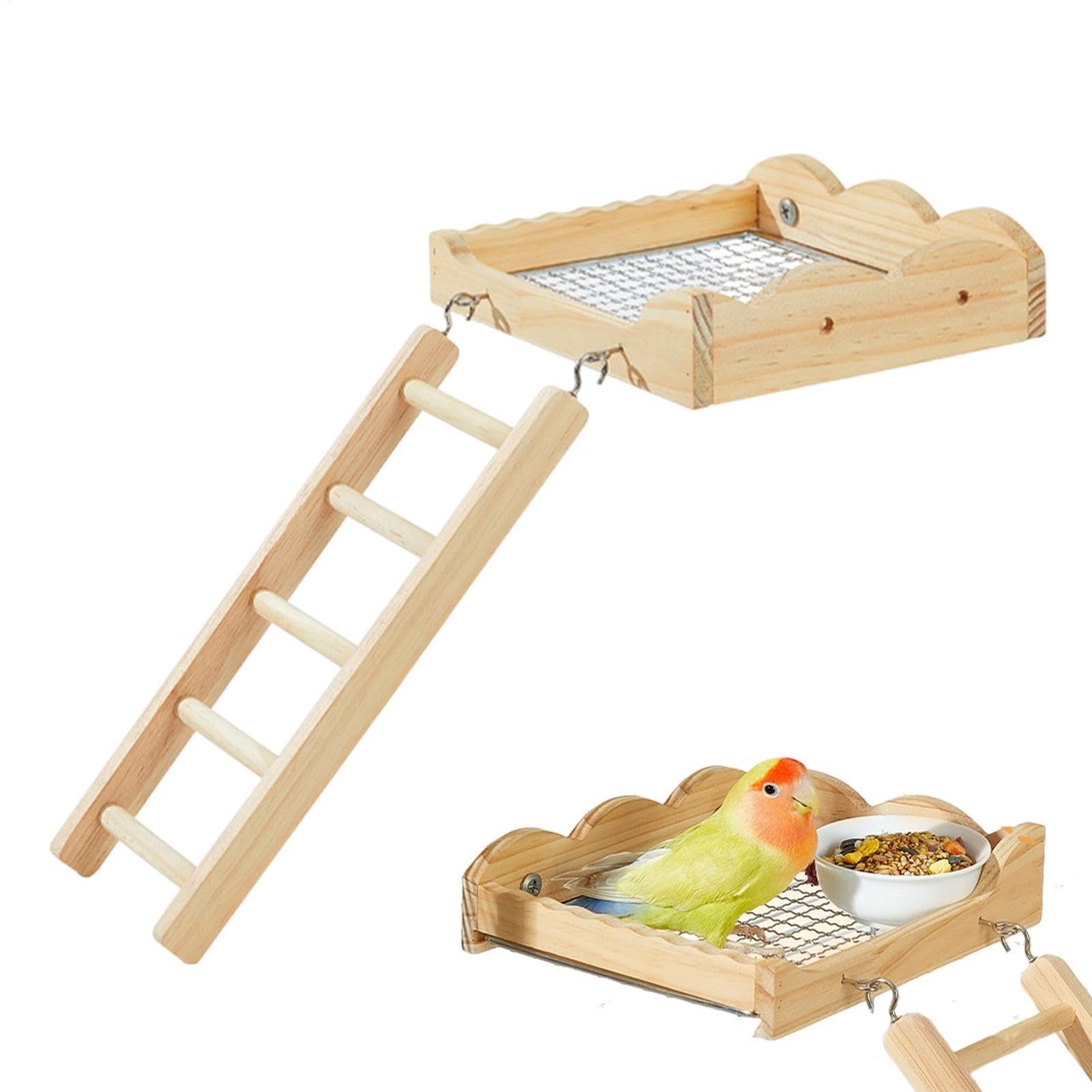 Perchoirs pour cages en bois avec structure d'exercice pour perruches et oiseaux