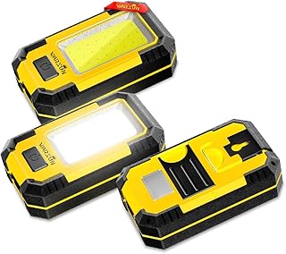 WARSUN Led Work Lights Rechargeable Magnetic Mechanic Light Portable Worklight for Camping Car Repairing 30w 1200 High Lumens Bright Yellow (Yellow 3 Pack)