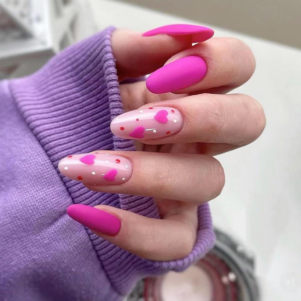 Almond Press On Nails - 24 Reusable Fake Nails -22