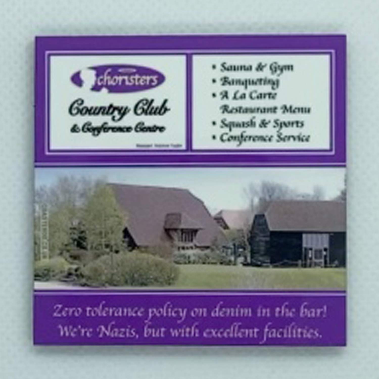 Coasteroo Choristers Country Club - I'm Alan Partridge - Corporate Design - Fridge Magnet - Hardboard - 57Mm X 57Mm - Gloss Finish