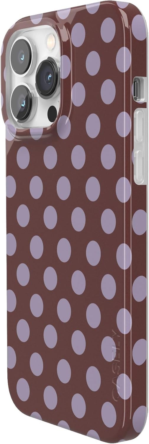 Casely iPhone 14 Pro Max Case | Spotted in SoHo | Burgundy Polka Dot | Compatible with MagSafe | Classic Ultra Thin Design