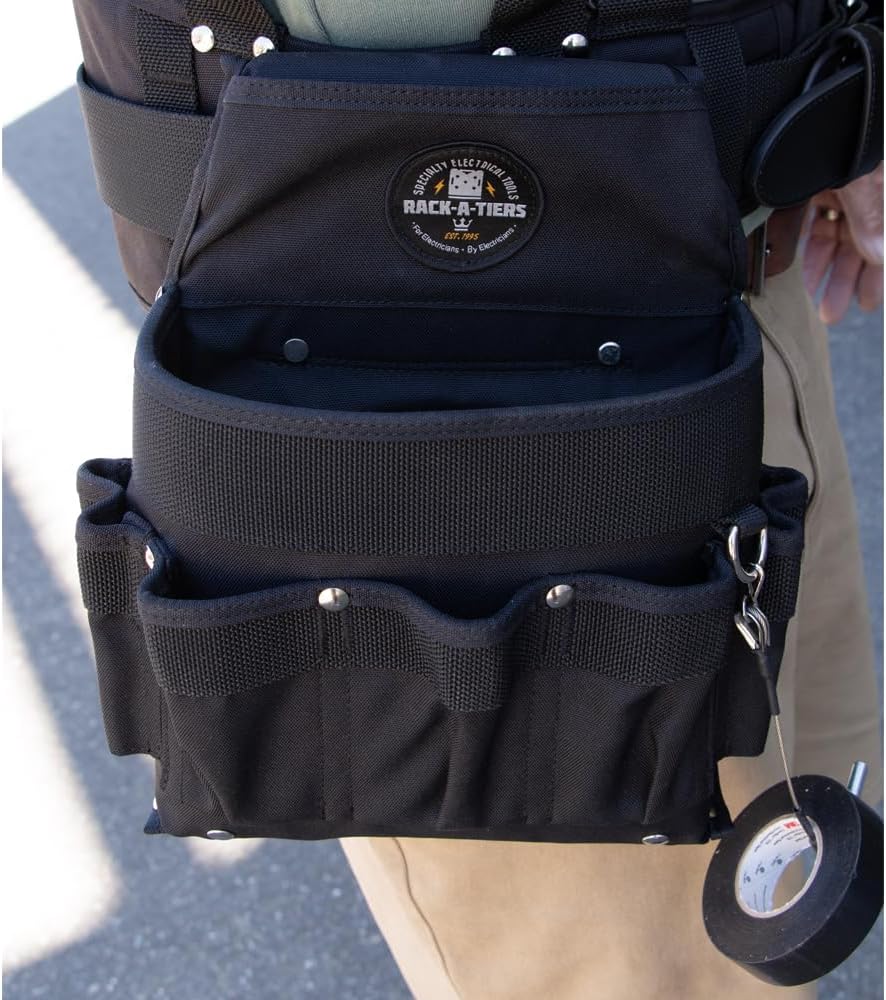 Rack-A-Tiers Electrician's Edge Pro - Tool Belt and Bags - M (30" - 34"), Padded Tool Belt (43502)