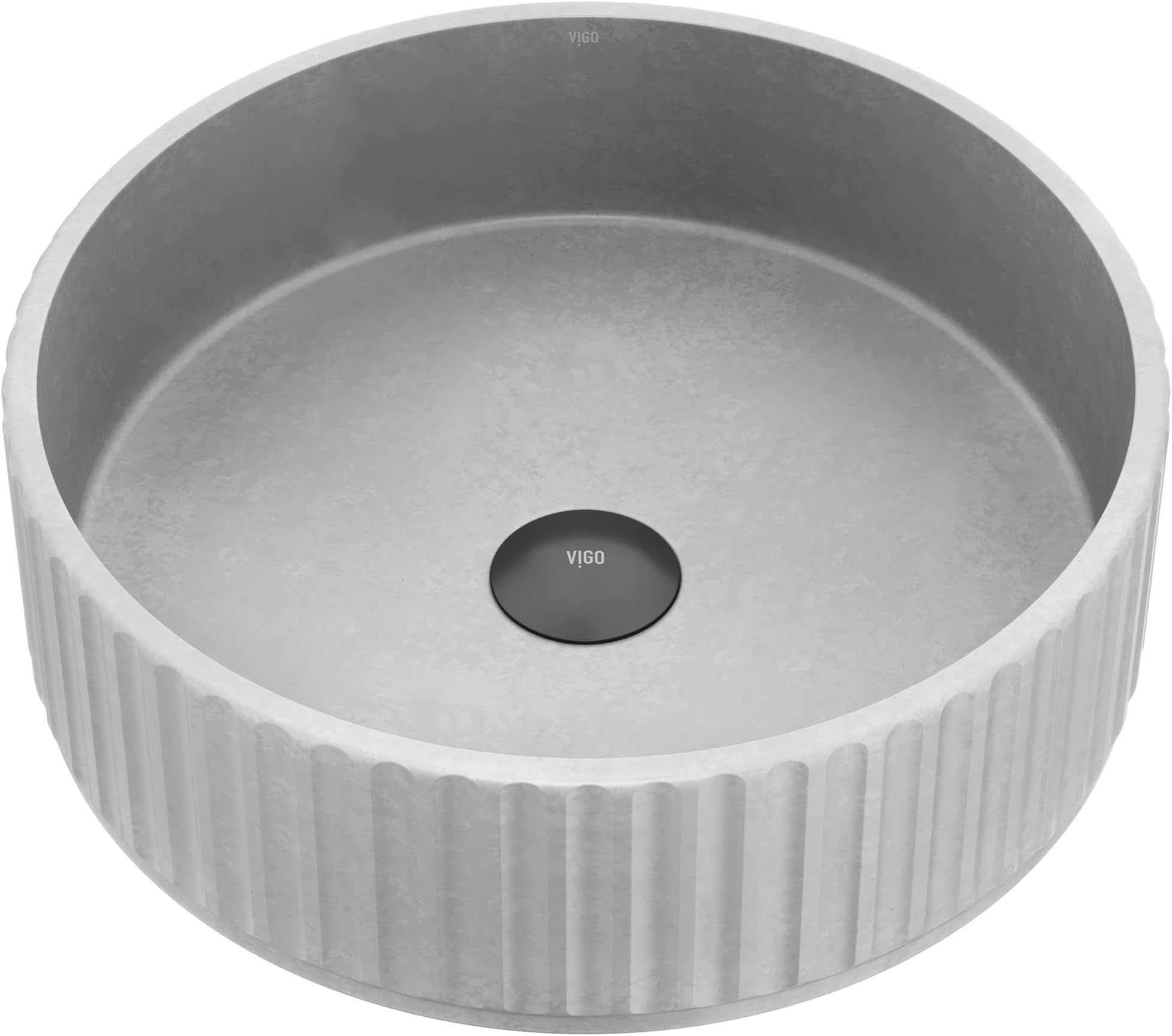 VIGO Windsor 16"L x 16"W x 5"H Over the Counter Concrete Round Vessel Bathroom Sink in Gray -VG04071