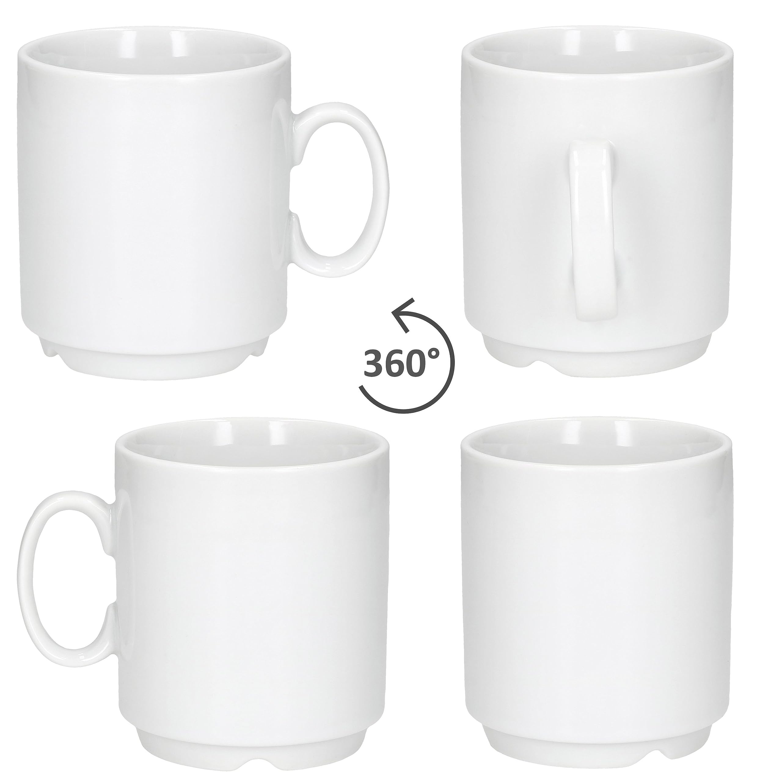 MamboCat Toro - Set di 6 tazze da caffè, 280 ml, in porcellana bianca e