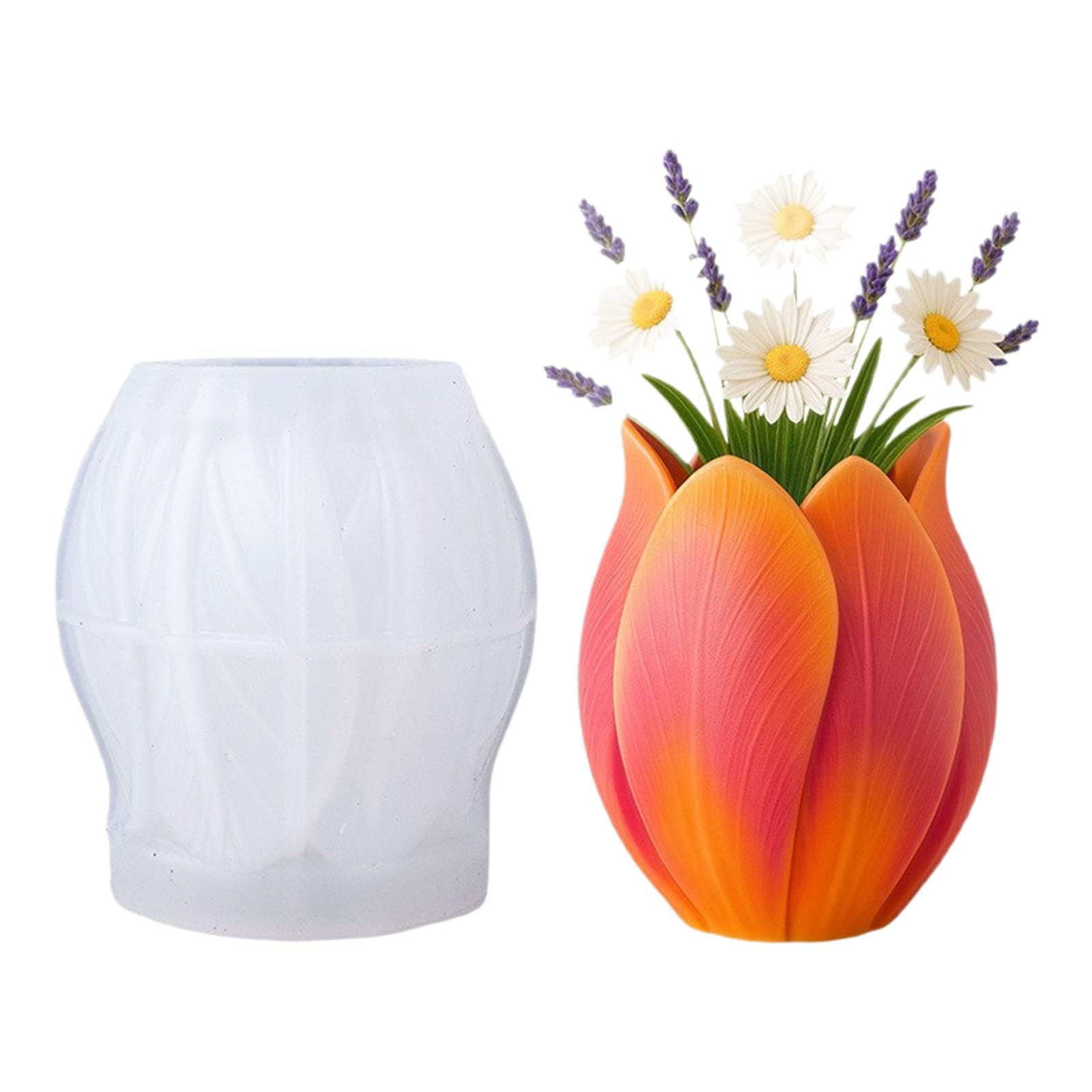 OSNIYAW 3D Flower Petal Silicone Molds for Making Cup Conrete Flowerpots Storage Container and Gypsum Decoration Flower Candlewax Cast